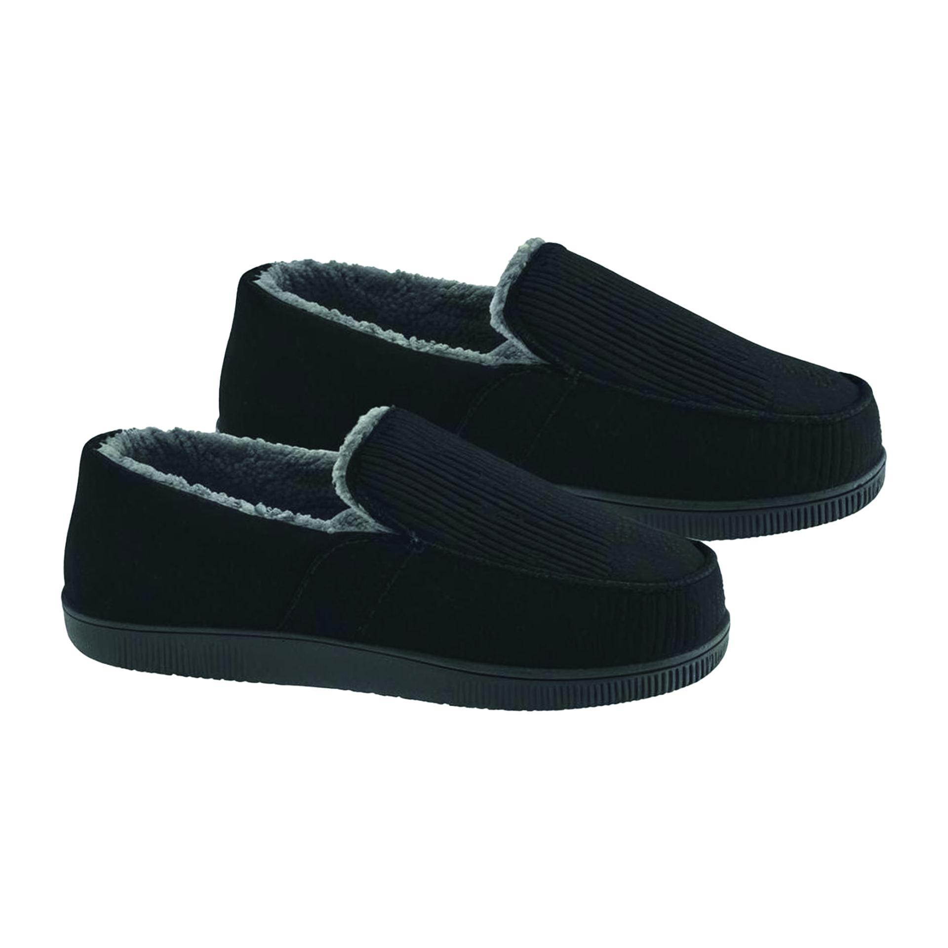 Pantoffels heren rib laag zwart