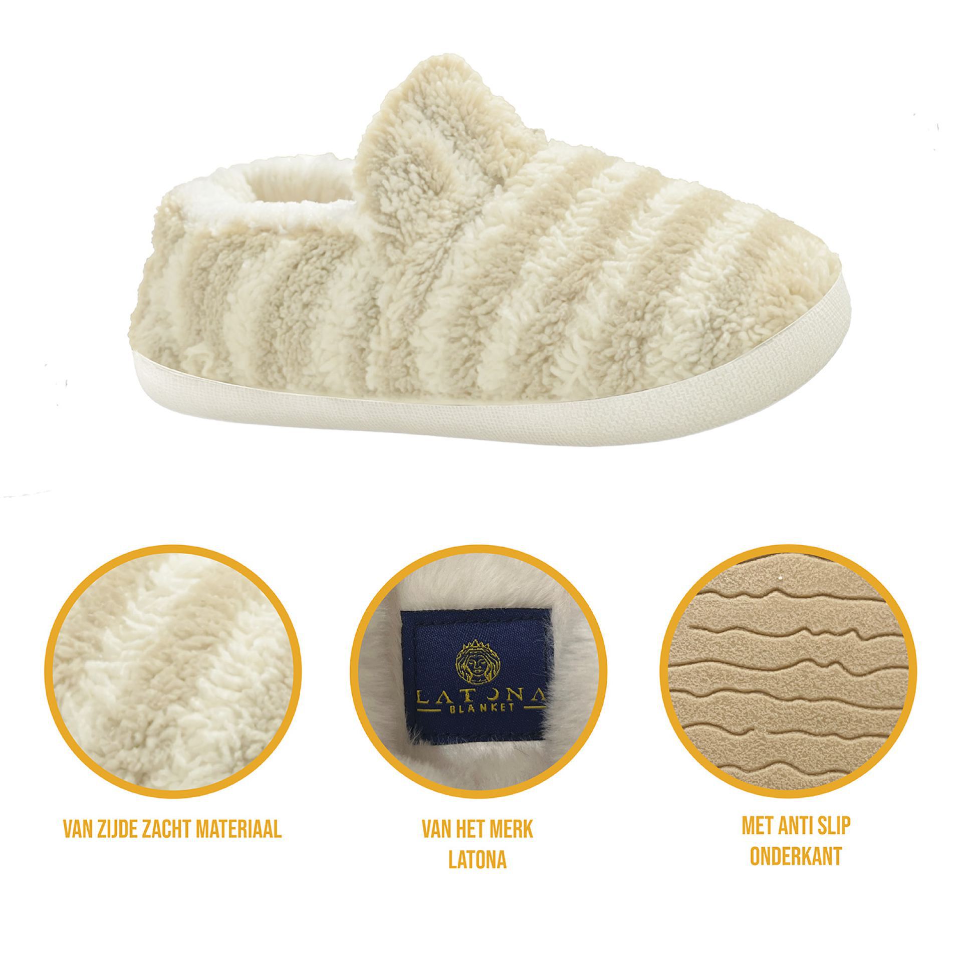 Pantoffels dames teddy mid creme goedkoop