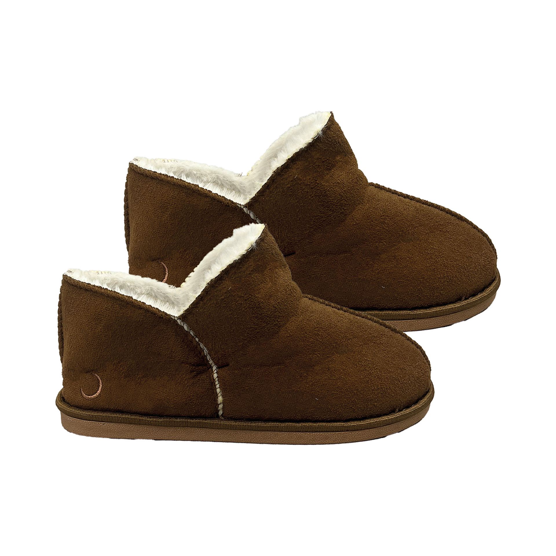 Pantoffels dames suede hoog bruin