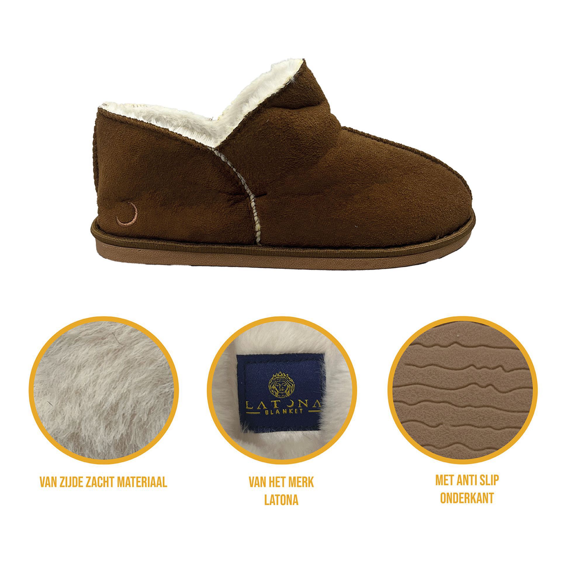 Pantoffels dames bruin suede hoog kopen