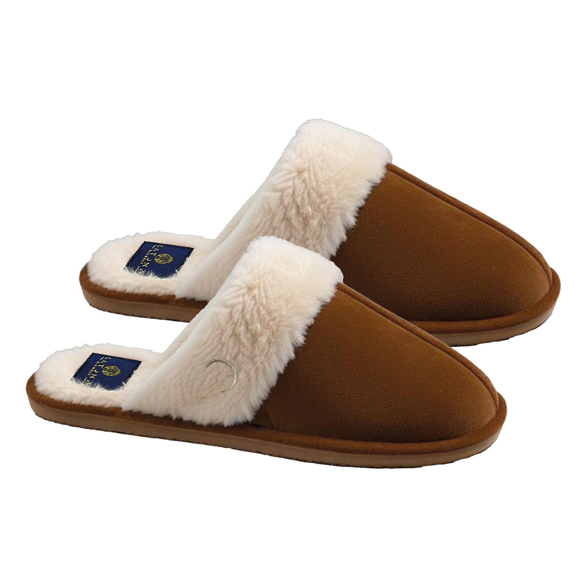 Pantoffels dames suede laag bruin