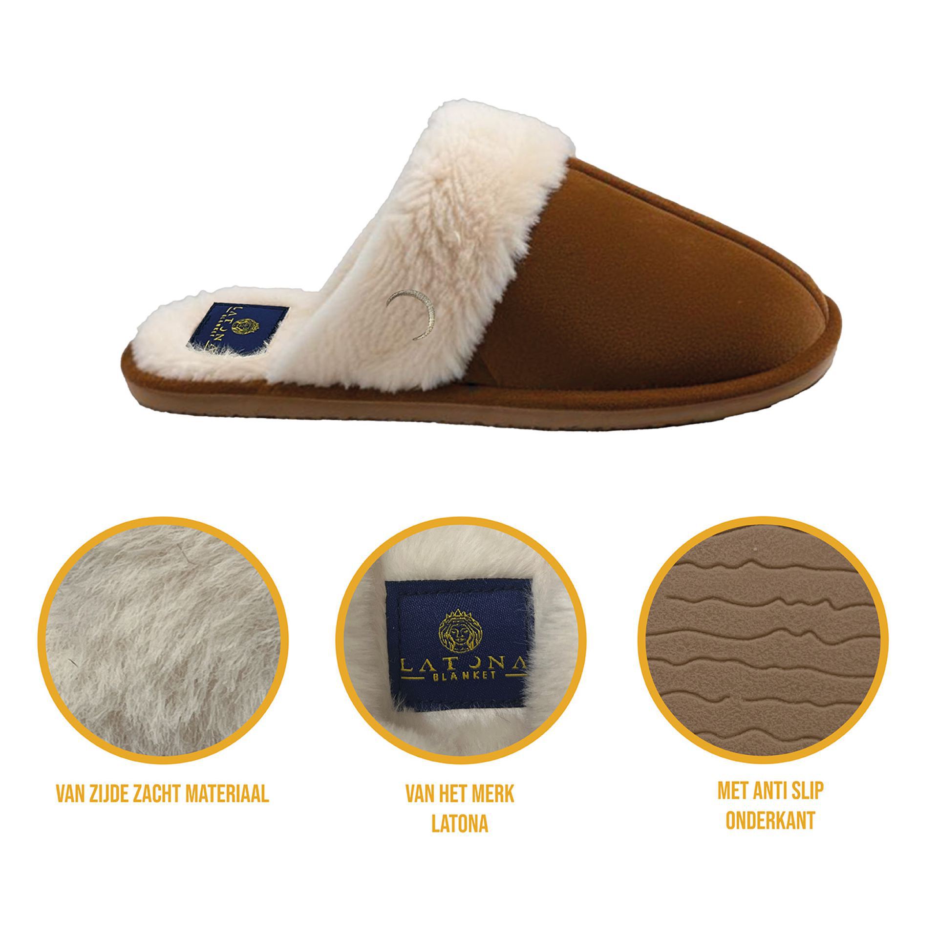 Pantoffels dames bruin suede laag kopen